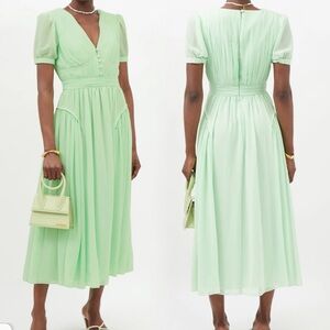 Self-Portrait Mint Green Chiffon Midi Dress